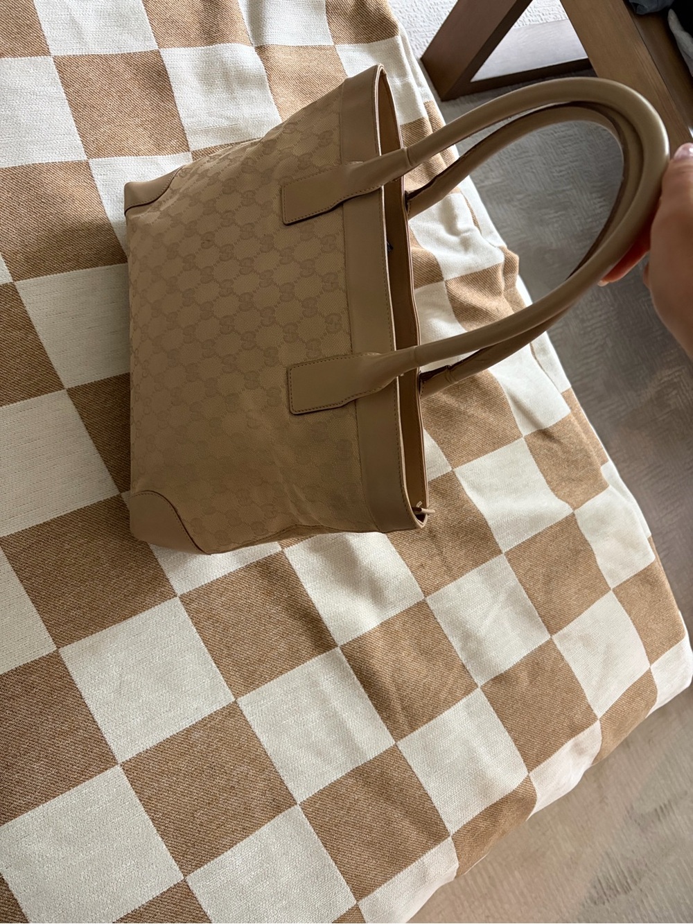 Gucci Tan Monogram Canvas Tote